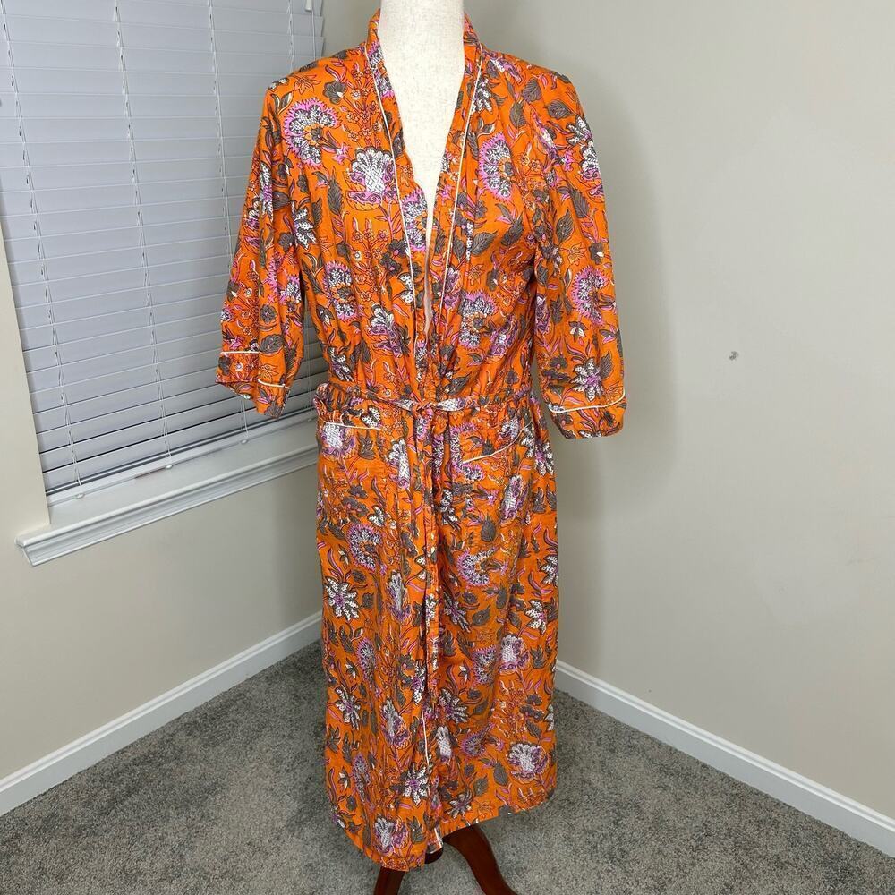 Robe light weight cotton vibrant orange feminine